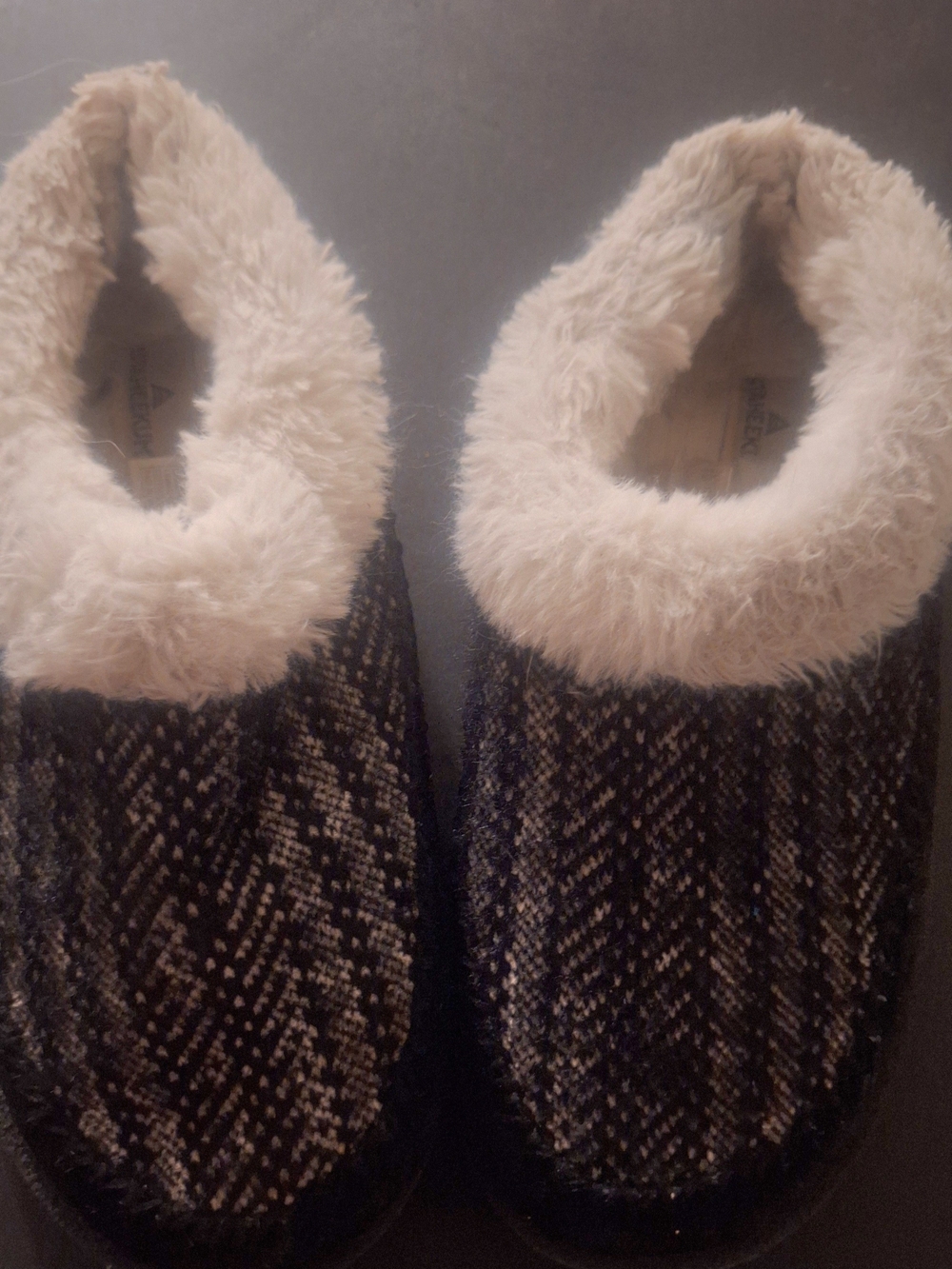 Faux-Fur Trim Knit Ankle Booties - Black & Cream